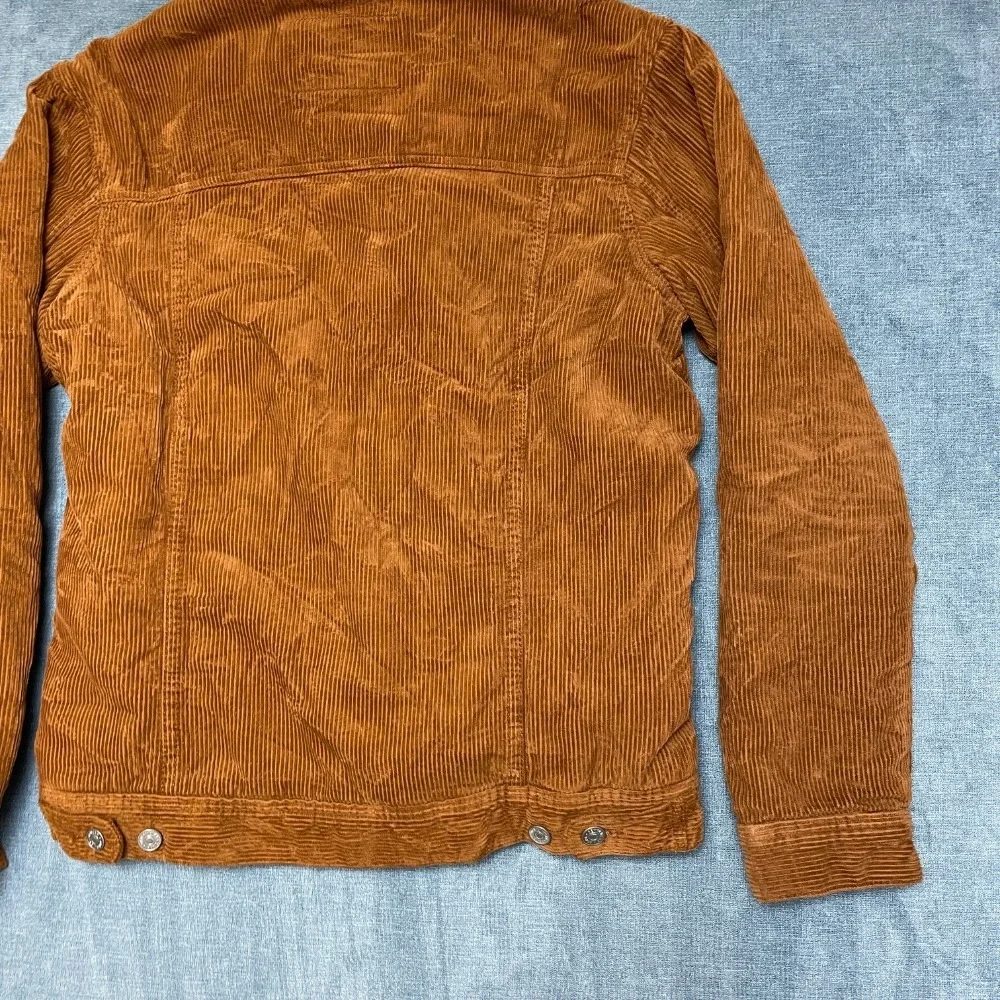 Zara Corduroy Trucker Jacket Mens Medium Brown Sherpa Lined Button Front Winter